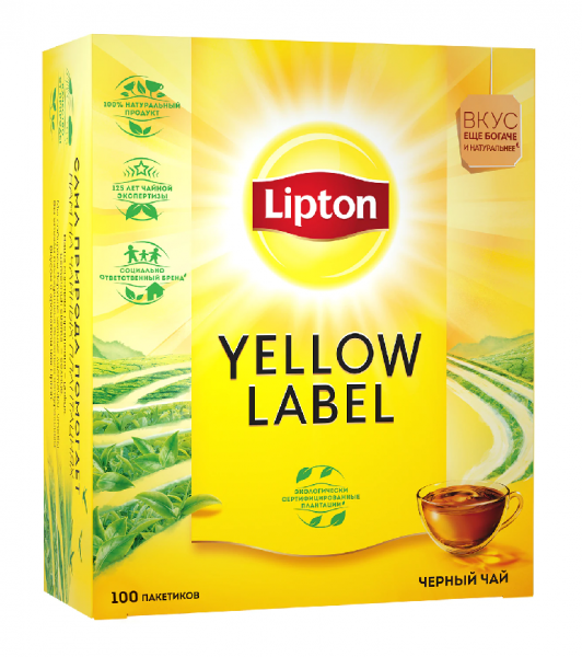 Чай "Lipton" Yellow label Tea (Липтон) Черный, (100 пак.)
