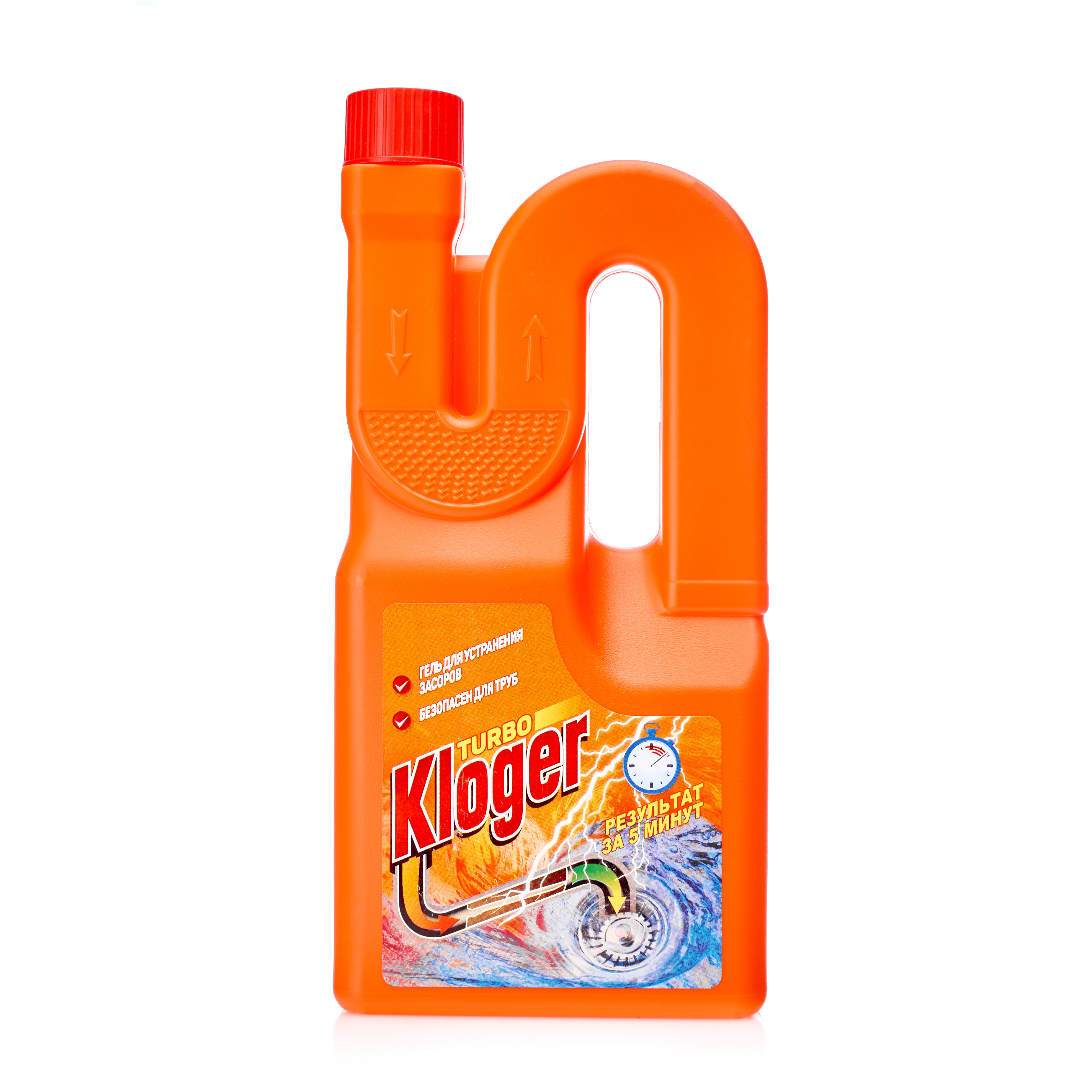Средство для чистки труб и засоров Kloger Turbo 1л жидкое.
